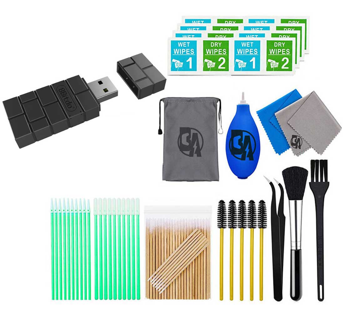 8BitDo - Wireless USB Adapter 2 for Most Gaming Controllers - Black With Cleaning Manual Kit Bolt Axtion Bundle Like New