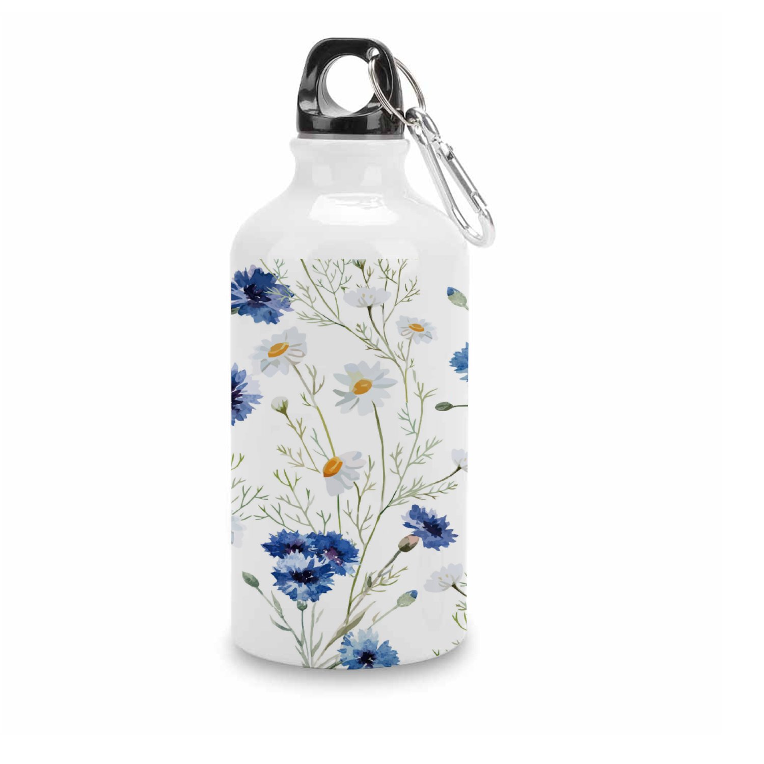 GZHJMY Sports Water Bottles, Blue Flowers Large Capacity Aluminium Portable Leakproof Lightweight Drink Bottles for Fitness and Outdoor Enthusiasts