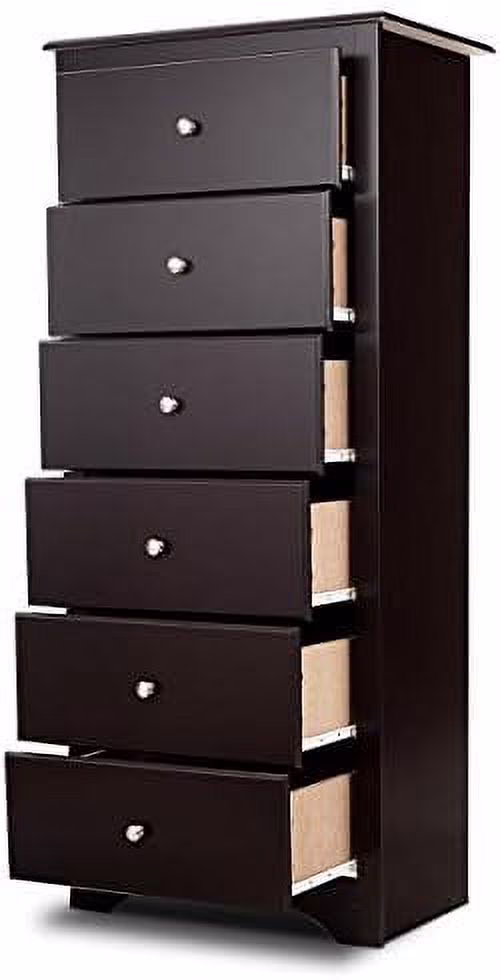 HOOMHIBIU 6 Drawer Dresser  53.5\u2019\u2019 Chest of Drawers  Modern Closet Drawers with Metal Handles  Wood Dressers & Chests  Tall Dresser for Bedroom  Living Room  Hallway (Brown)