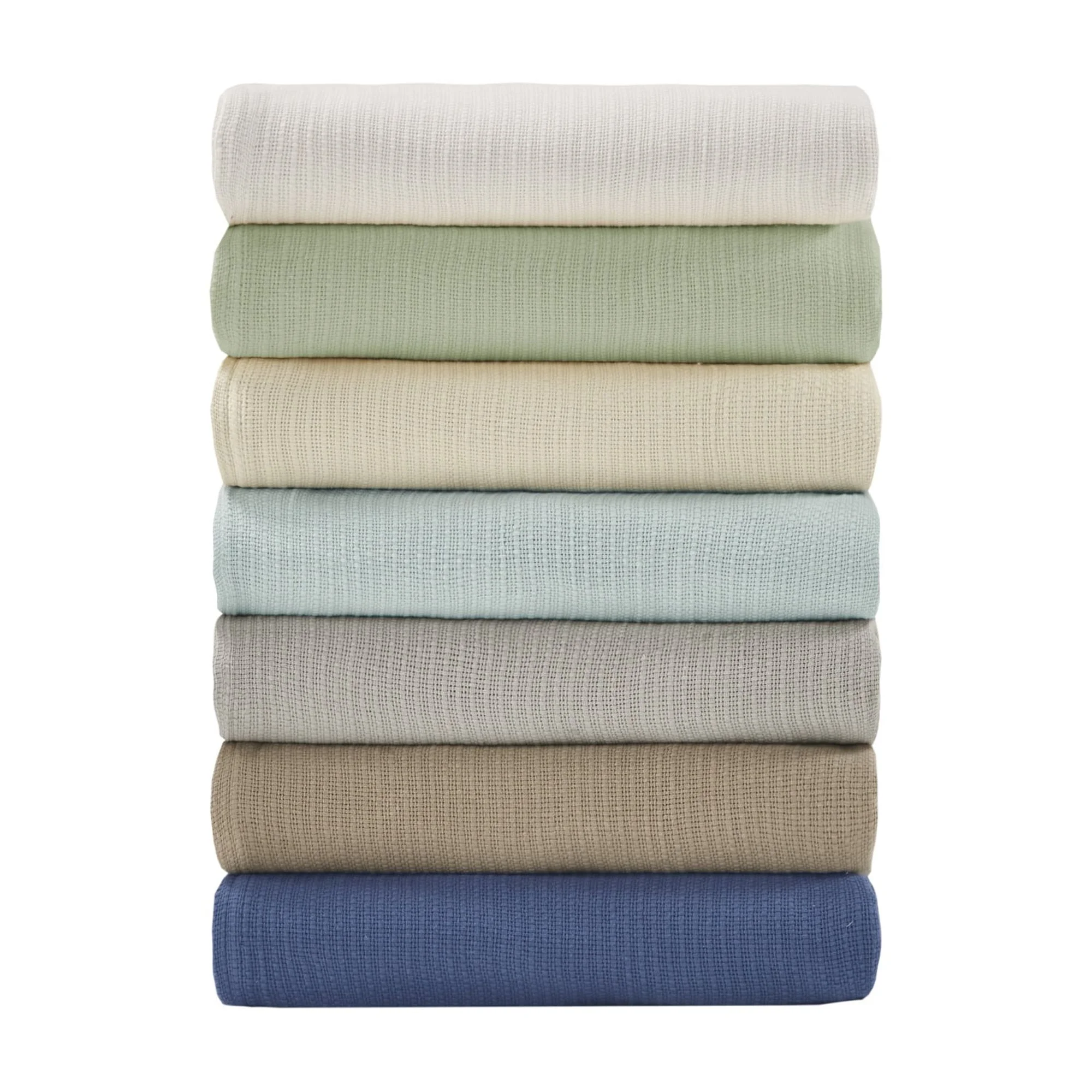 Madison Park Freshspun Basketweave Cotton Blanket Cream Twin