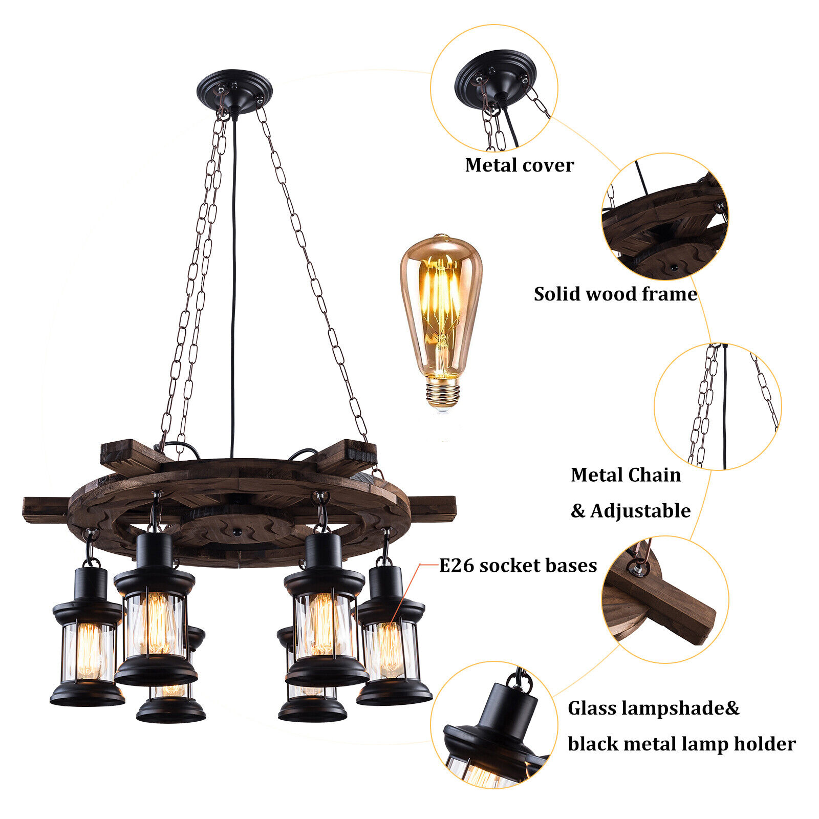 MIDUO Kitchen Island Lamp Farmhouse Chandelier Ceiling Glass Pendant Light