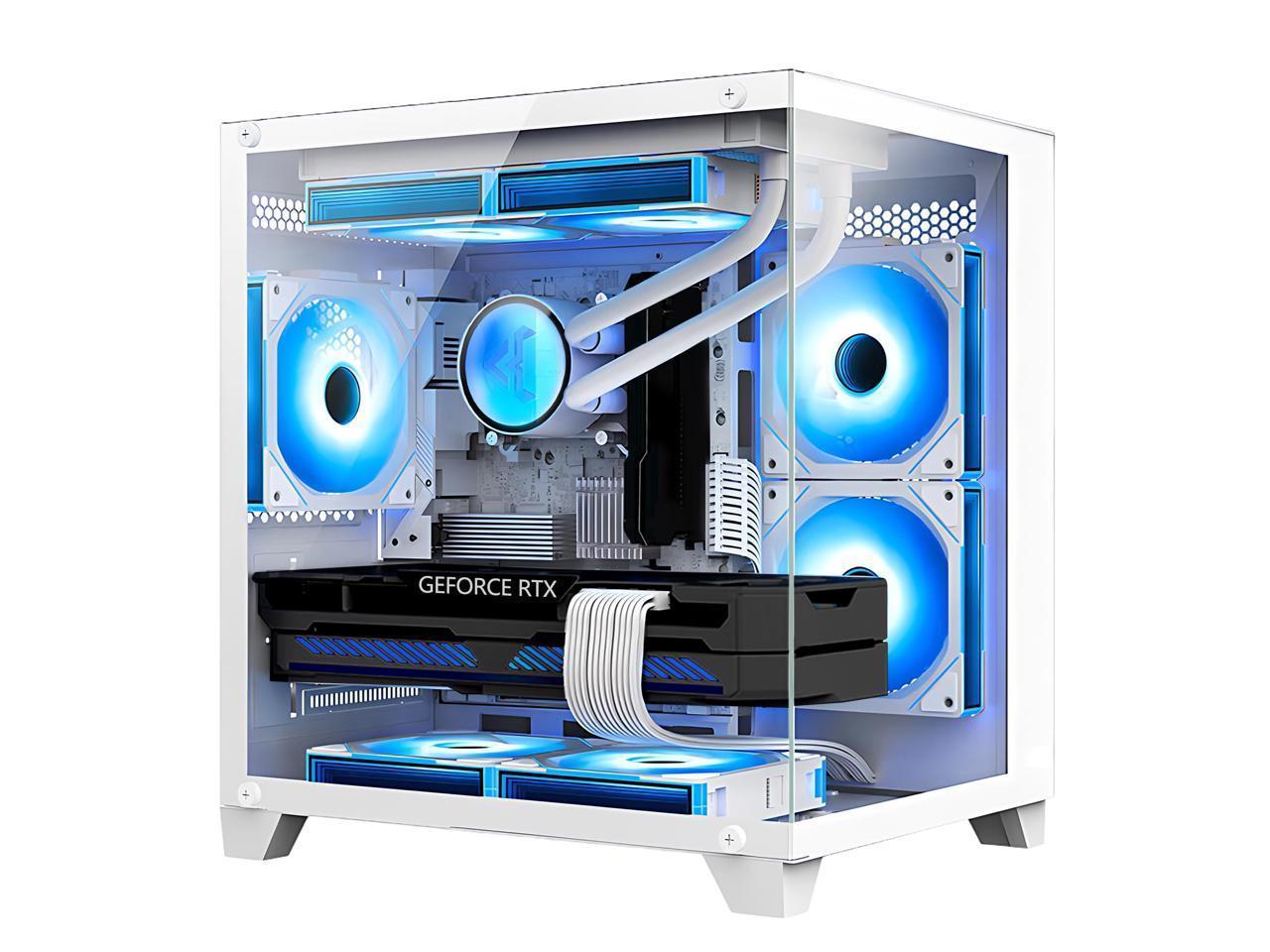 Orangexin Pontos Gaming PC -AMD Ryzen7 5700X 3.4 GHz,Radeon RX 6500XT 4G,16GB DDR4 RAM,1TB M.2+1TB SATA SSD Desktop, Liquid Cooler, WIFI, RGB Fans, HDMI,Bluetooth,Windows 11 Pro-White