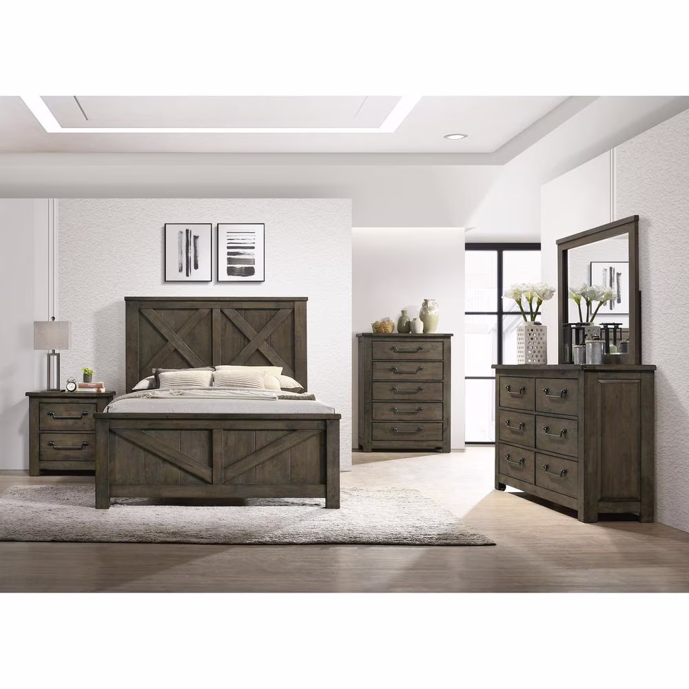 Picket House Furnishings Memphis 6-Drawer Dresser with Mirror Set in Grey