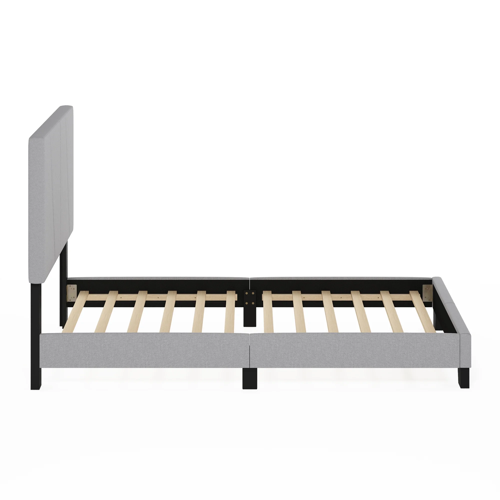 Furinno Lucy Geometric Design Headboard Bedframe, 12PC Slat Style, Glacier, Twin