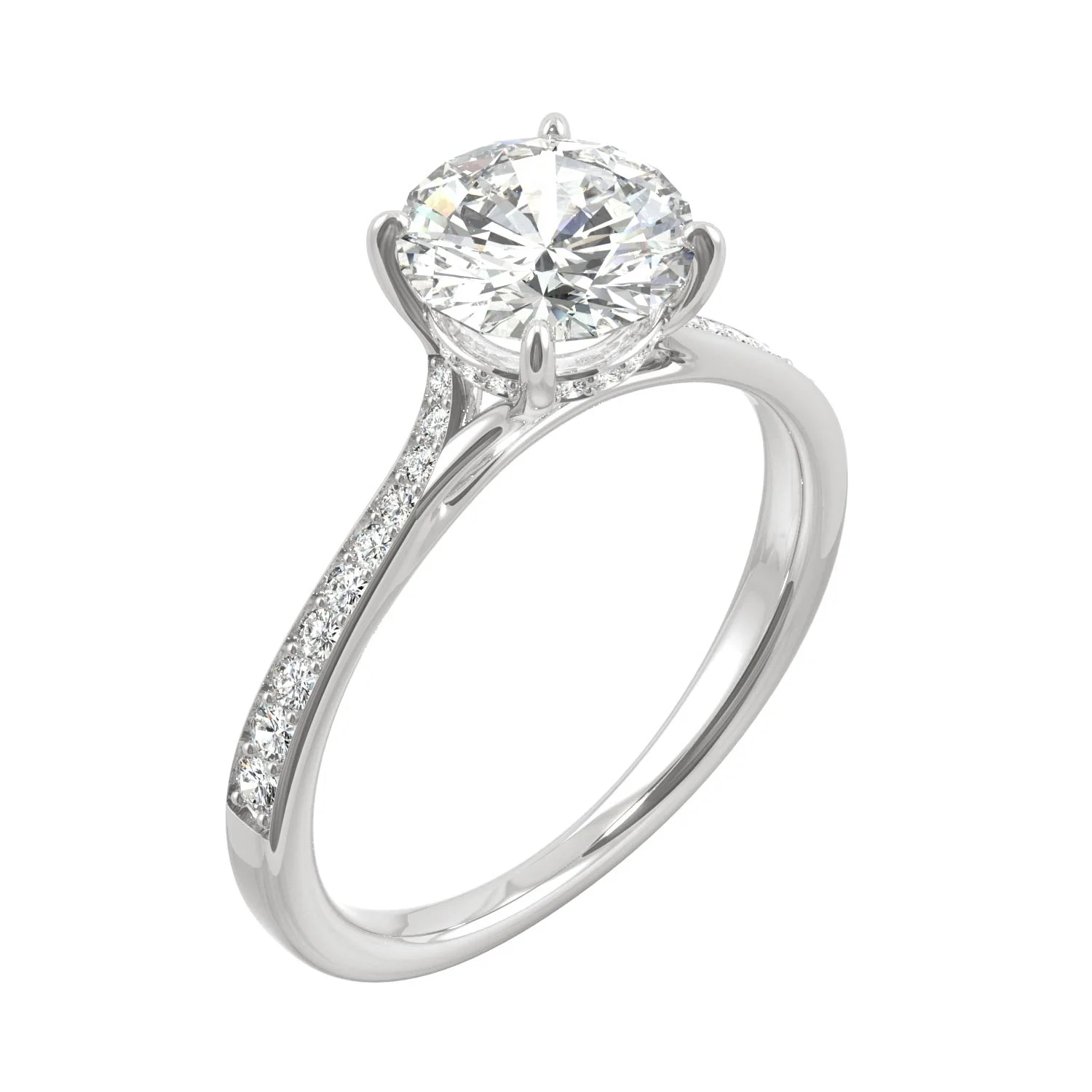 Charles & Colvard 14K White Gold Moissanite 7.5mm Round Engagement Ring-Size 5, 1.64cttw DEW