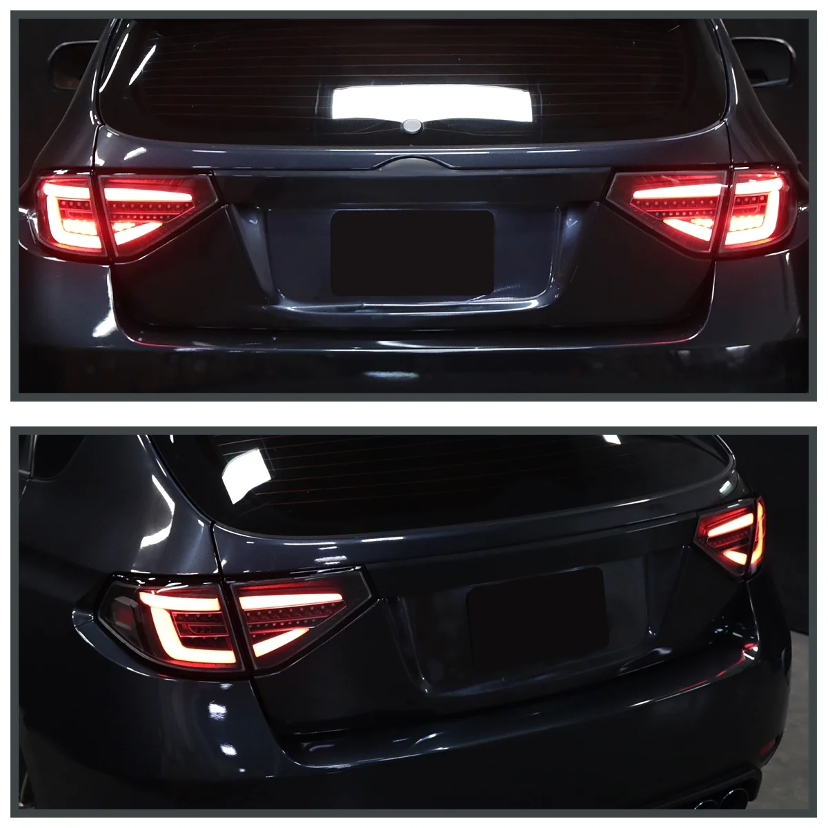 Spec-D Tuning Black Sequential LED Tail Lights Compatible with 2008-2011 Subaru Impreza WRX Hatchback, Left + Right Pair Assembly