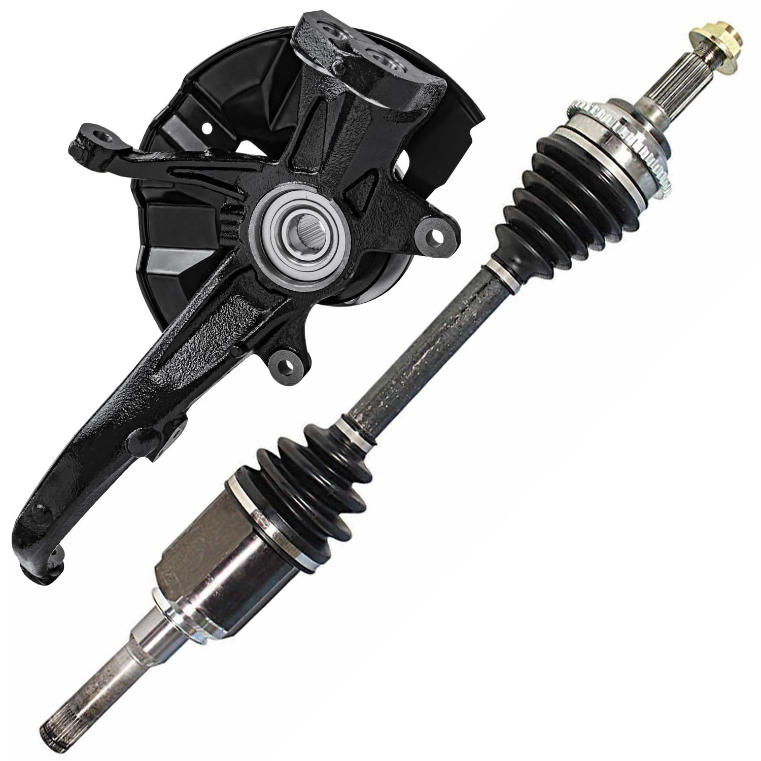 Detroit Axle - Front Right Steering Knuckle Wheel Hub Bearing CV Axle Shaft Replacement for Ford Fusion Mercury Milan Lincoln MKZ - 2pc Set