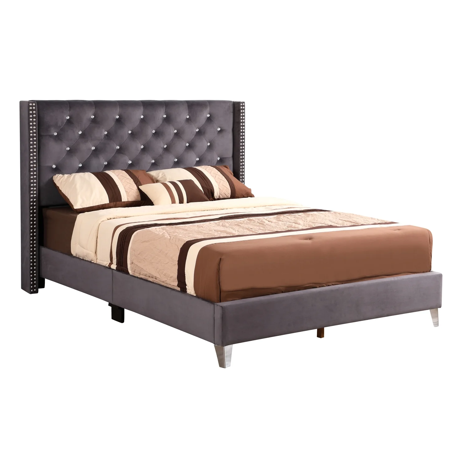 Glory Furniture Julie G1920-QB-UP Queen Upholstered Bed , GRAY