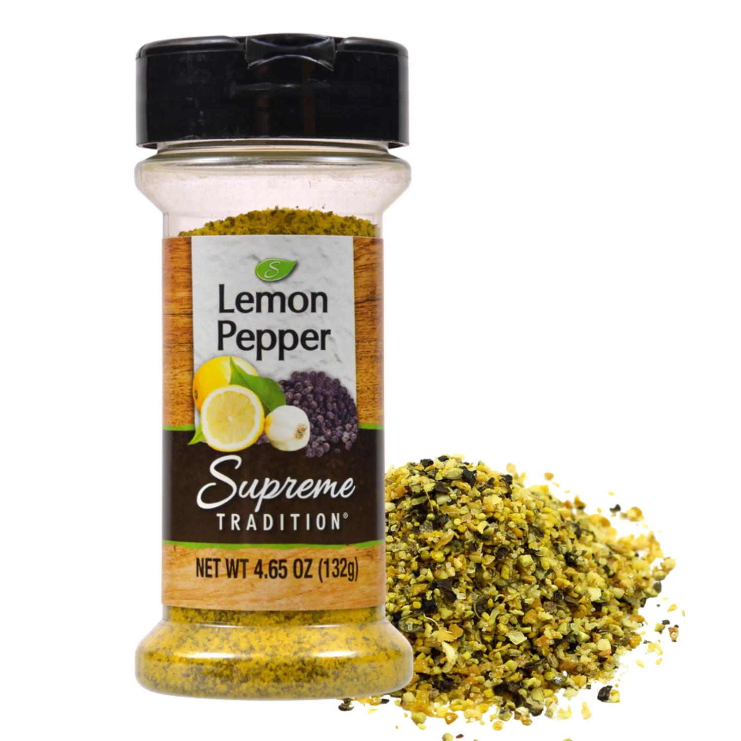Supreme Tradition Lemon Pepper Seasoning 4.65-oz. Bottles Spice with Zesty Lemon & Robust Garlic Blend to Add a Burst of Fresh Flavor to Vegetables, Fish, Seafood, and More Pack of 6