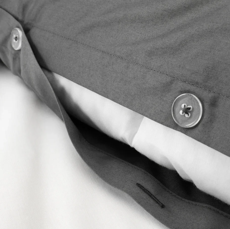 LUKTJASMIN Duvet cover and pillowcase(s) dark gray Full/Queen (Double/Queen)