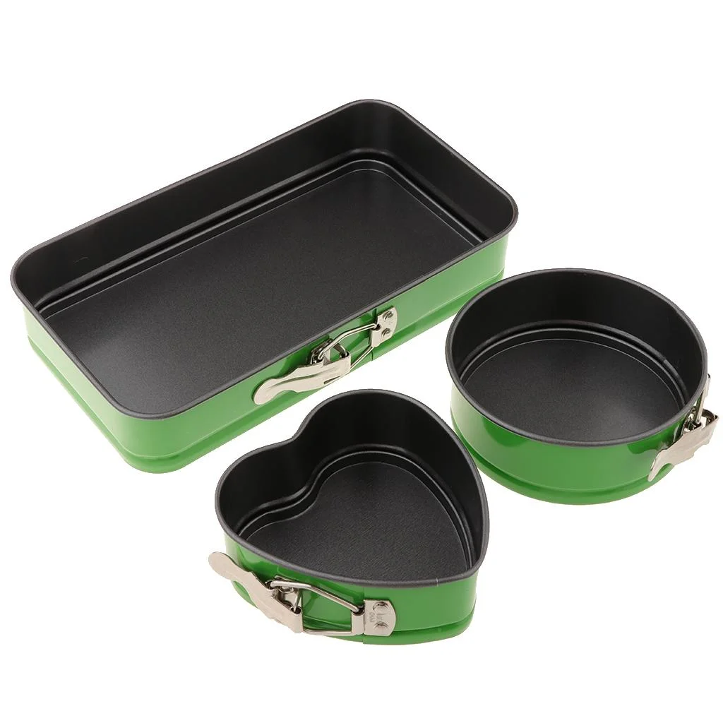 3pcs Springform Pan Leakproof Cake Bakeware Removable green