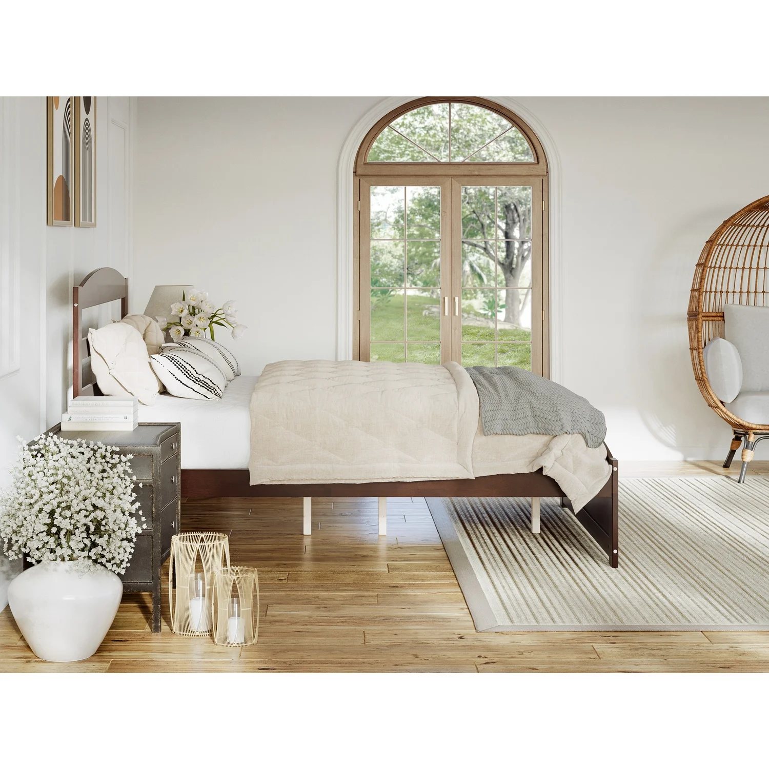 AFI Warren Solid Wood Traditional Full Bed with Footboard in Walnut