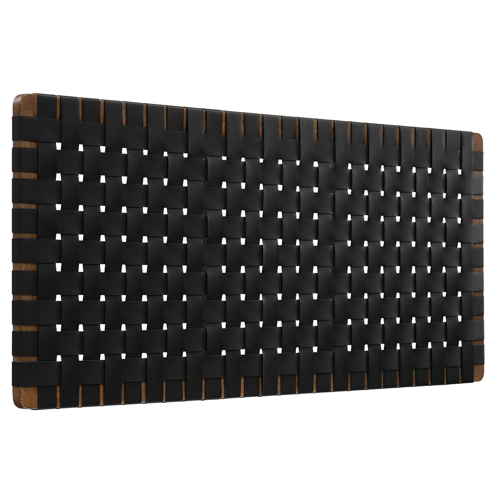 Modway Sparta Weave Full Vegan Leather Headboard in Walnut Black