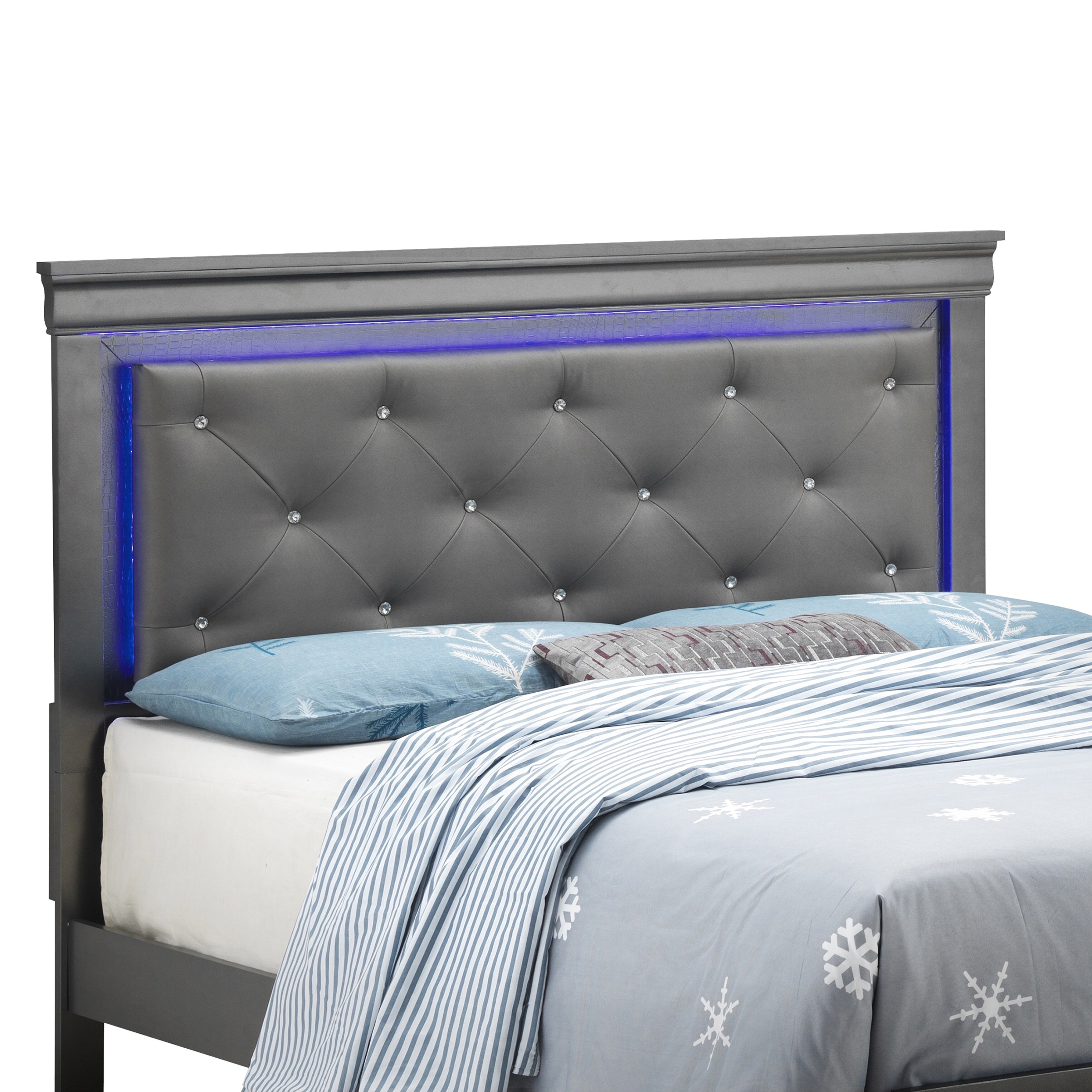 LYKE Home  Luna LED Headboard Metallic Black Bed King