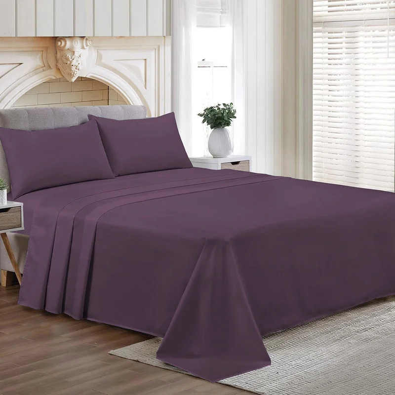 CCNY Emperor/Wyoming King Size Egyptian Cotton Bed Sheets 600 TC 4pc Sheet Set Plum Solid 18 Inch Deep Pocket
