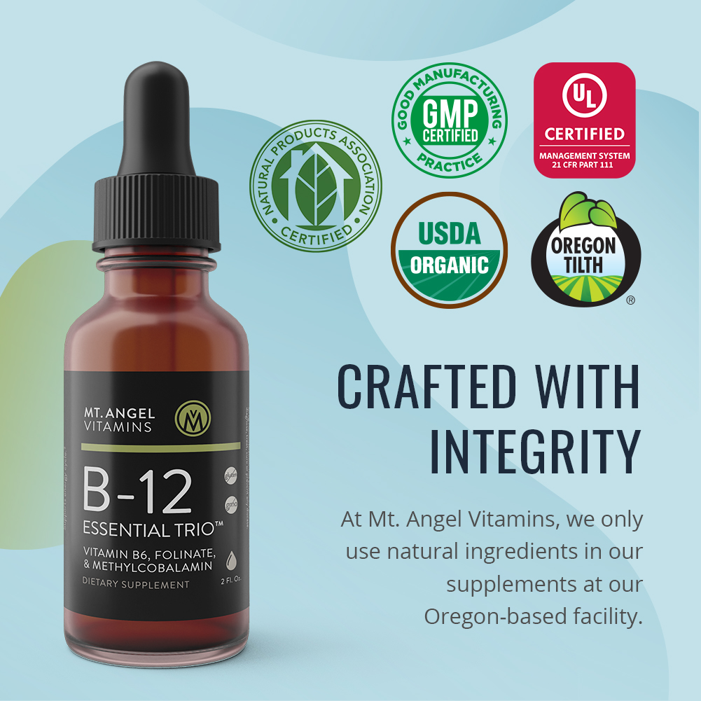 B12 Essential Trio Drops by Mt Angel - 2 Fluid Ounce