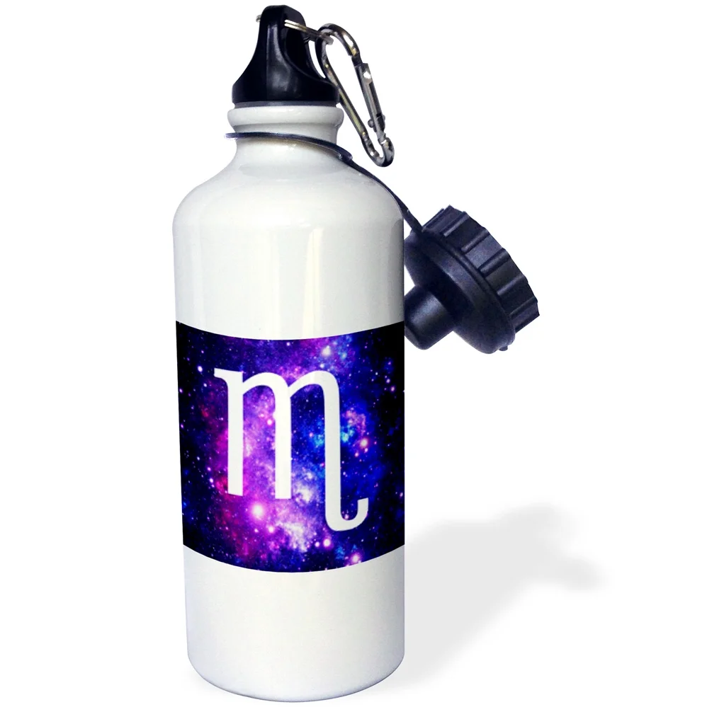 3dRose Scorpio star sign on purple space background - zodiac horoscope symbol - Water Bottle, 21-ounce