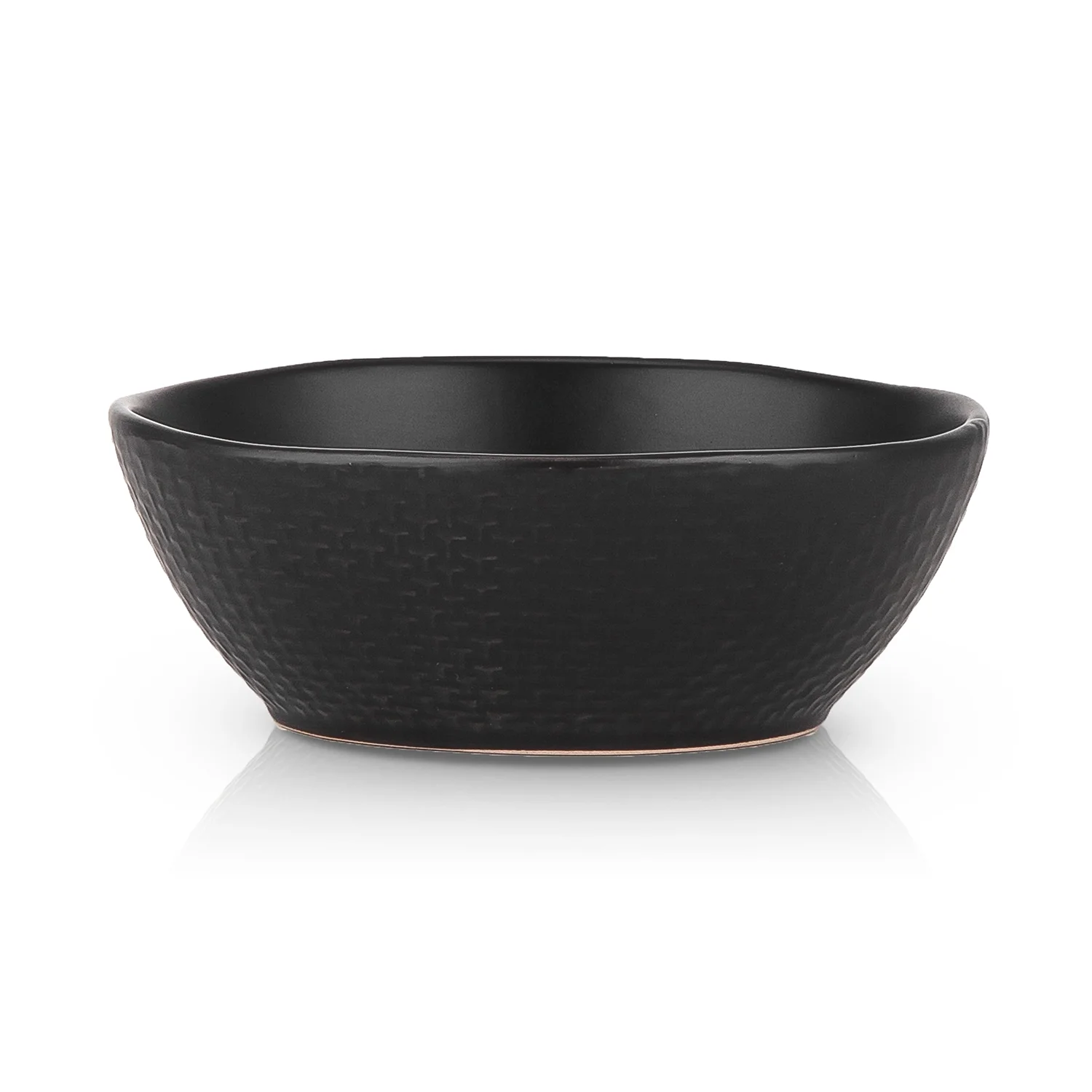 Stone Lain Abigail Stoneware Bowl Replacement Set, Black with Embossed Basket Weave