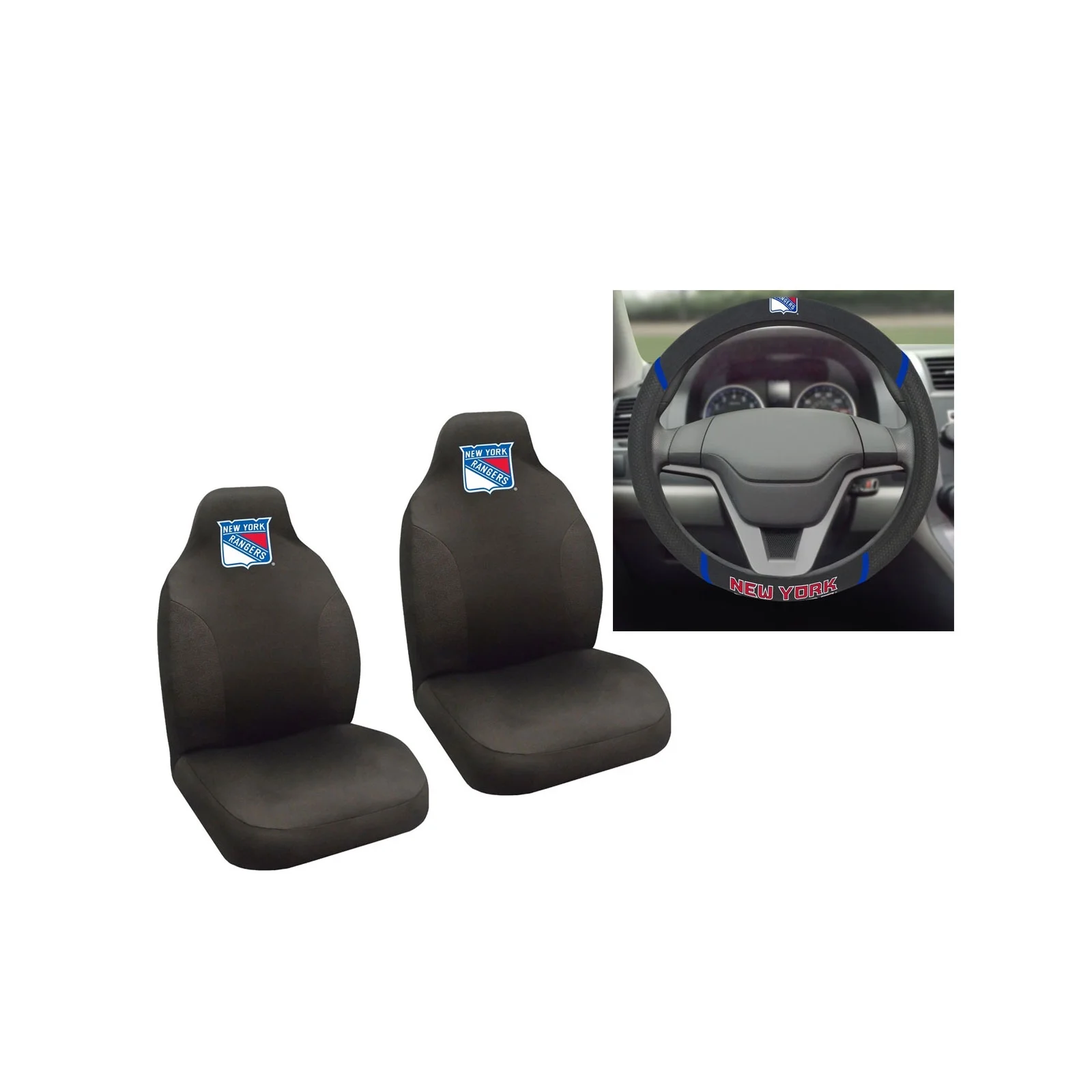 New York Rangers 2 Seat Covers And Wheelcover With