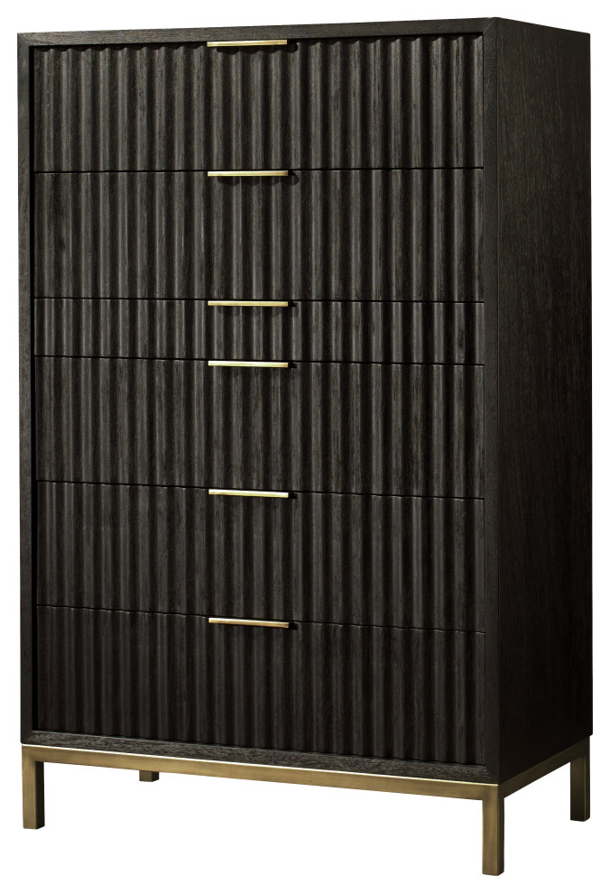 Modus Kentfield 6 Piece Cal King Bedroom Set With Chest, Black Drifted Oak