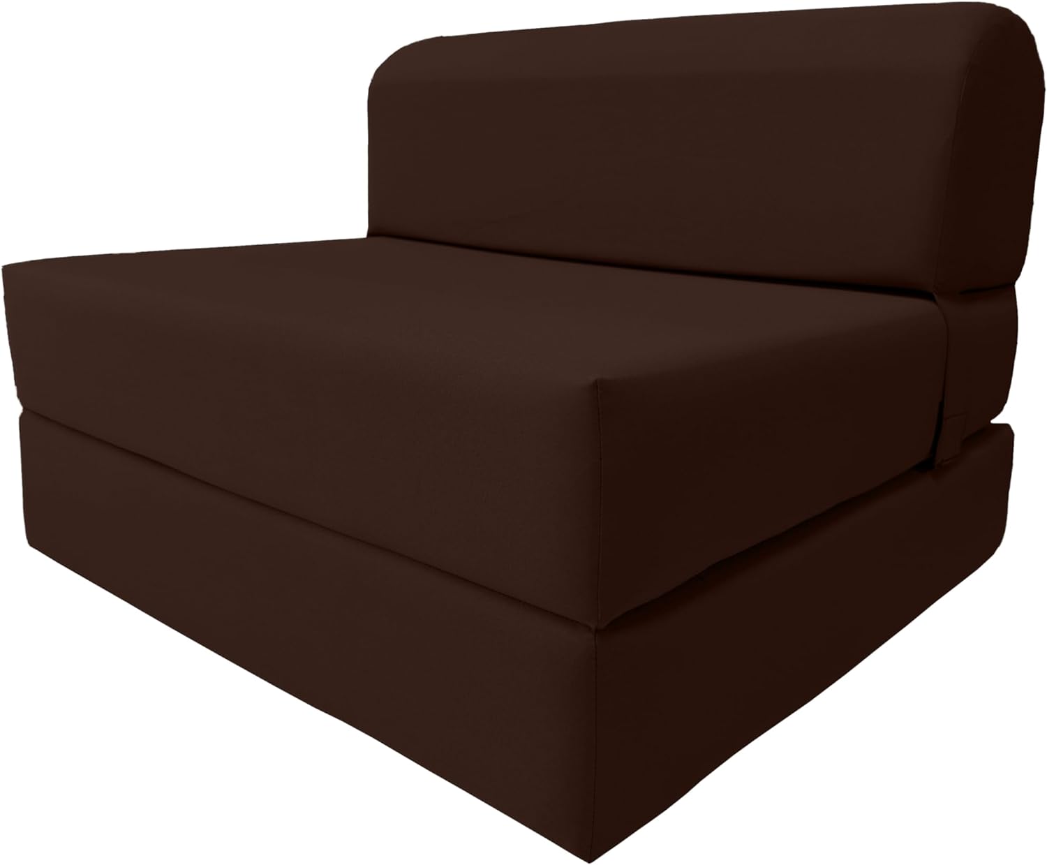 GEROBOOM D&D Futon  Twin Size Brown Sleeper Chair Folding Foam Bed 6 x 36 x 70  Studio Guest Beds Foam Density 1.8 lb