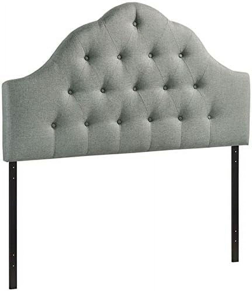 Sovereign Tufted Button Linen Fabric Upholstered King Headboard in Gray