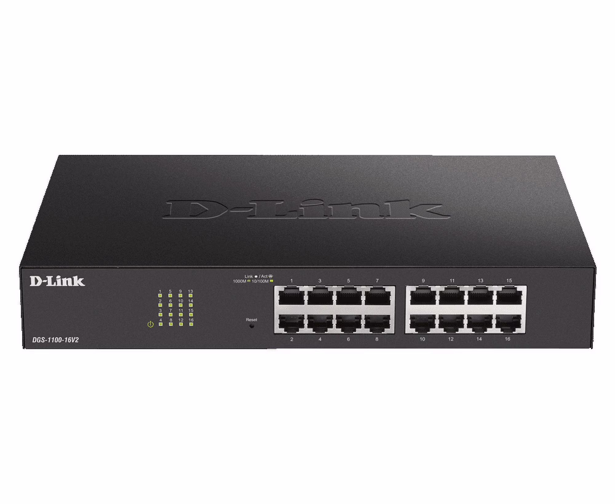 D-Link 16 Port Easy Smart Managed Gigabit Network Switch Internet Desktop or Wall Mount (DGS-1100-16V2) Black