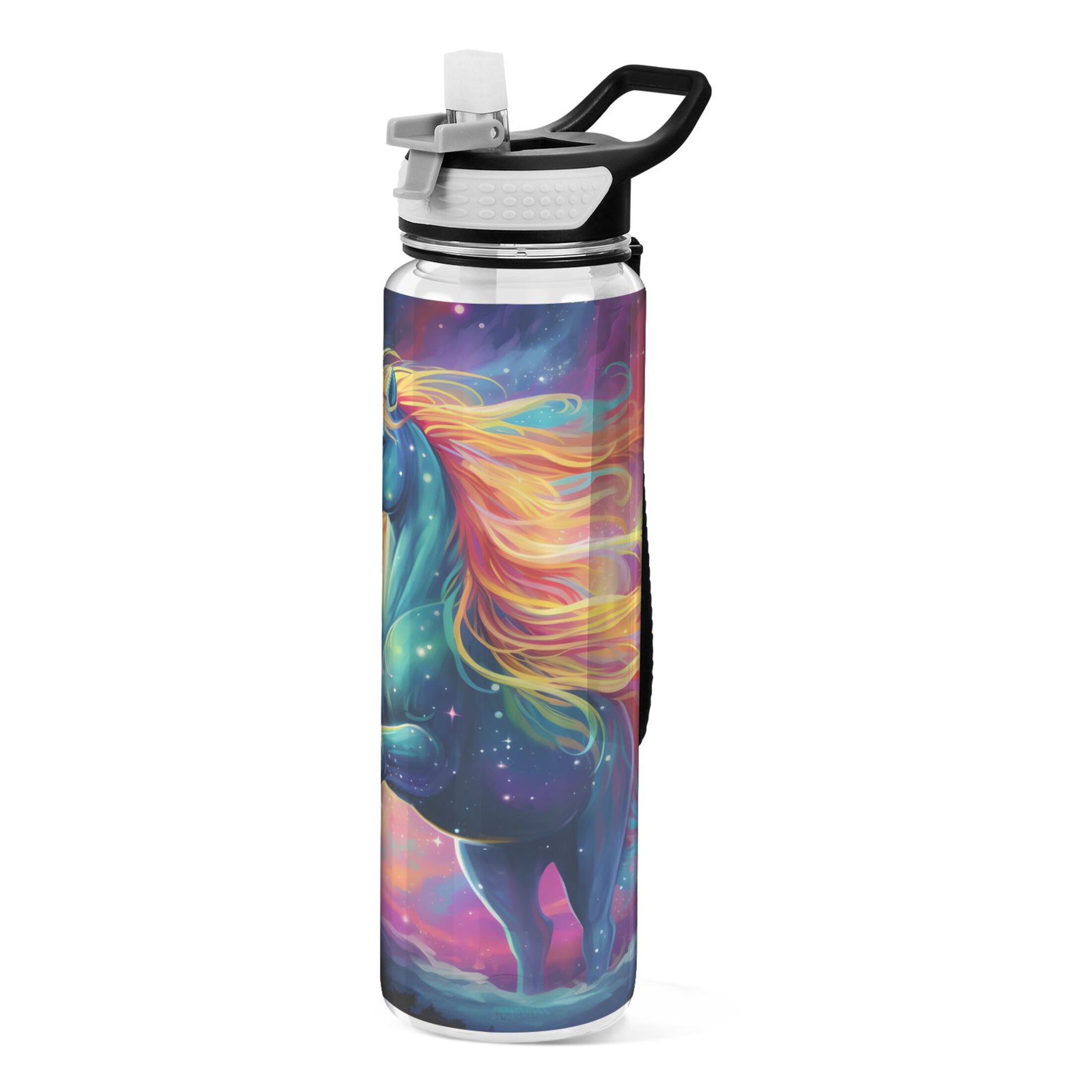 Unicorn 32oz Water Bottles with Straw Tritan Leakproof Sports Bottle BPA Free Clear for Fitness Gym Swimming Cycling