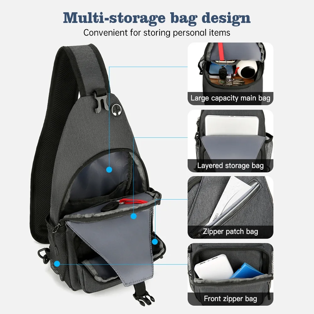 Walmeck Sling Bag Crossbody Bags Single Shoulder Bag for Hiking and Daypack Use