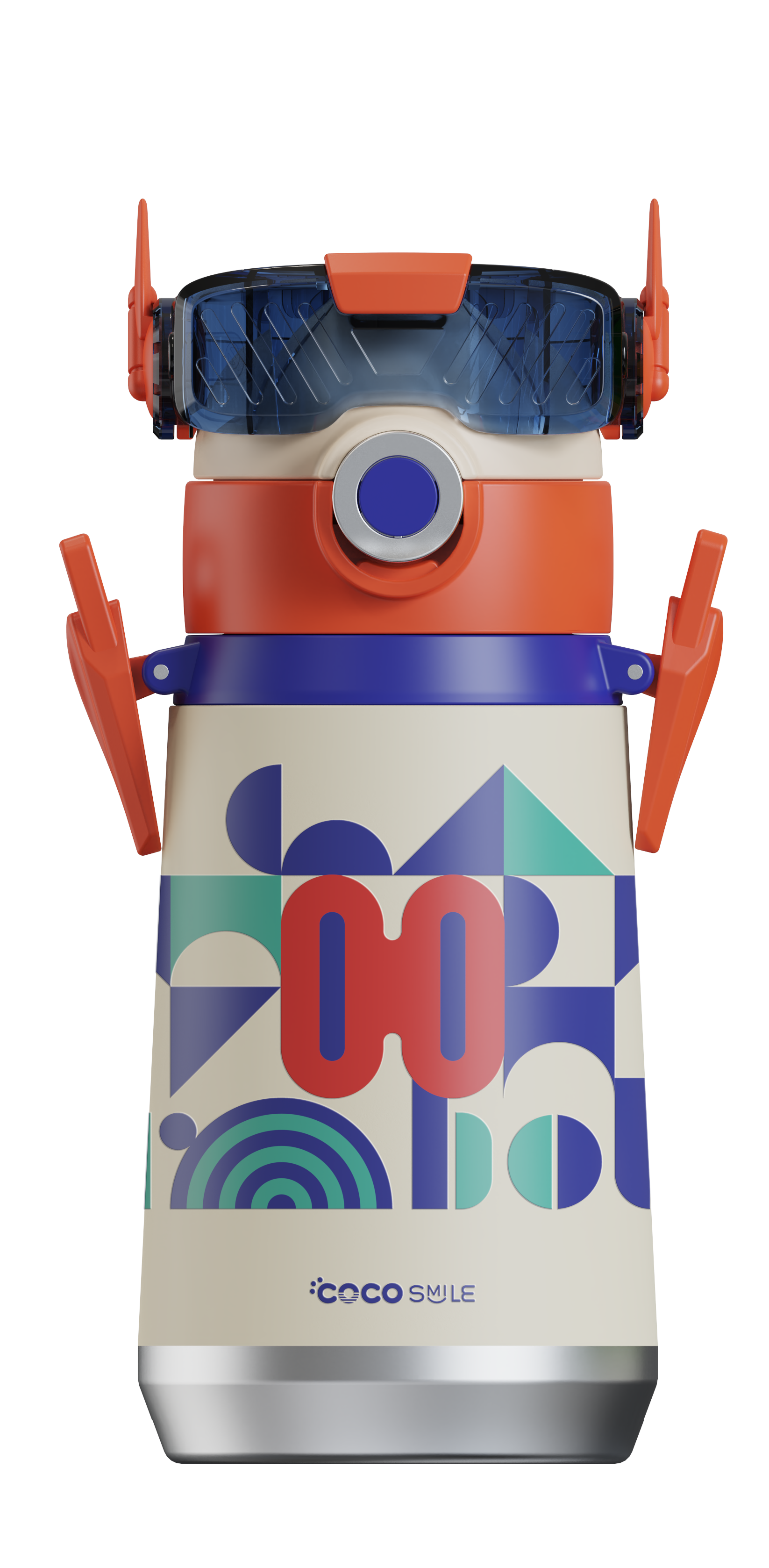 Robot Direct Drinking Thermos Cup (Double Eyes, White Color)