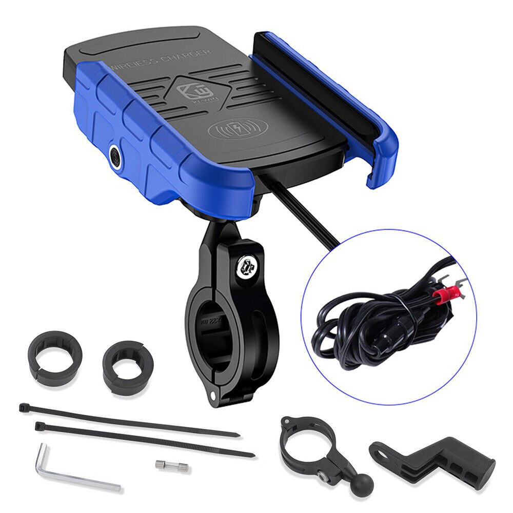 Motorcycle GPS Cell Phone Mount Holder Wireless USB Charger 15W Fast Charging BU