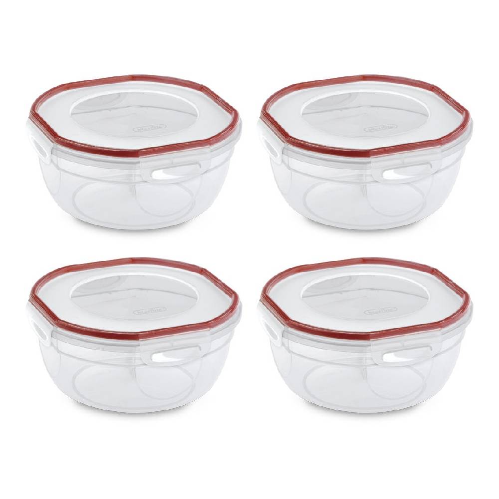 Sterilite Ultra Seal Food Storage Bowl 2.5 Qt Plastic Clear, 4 Pack
