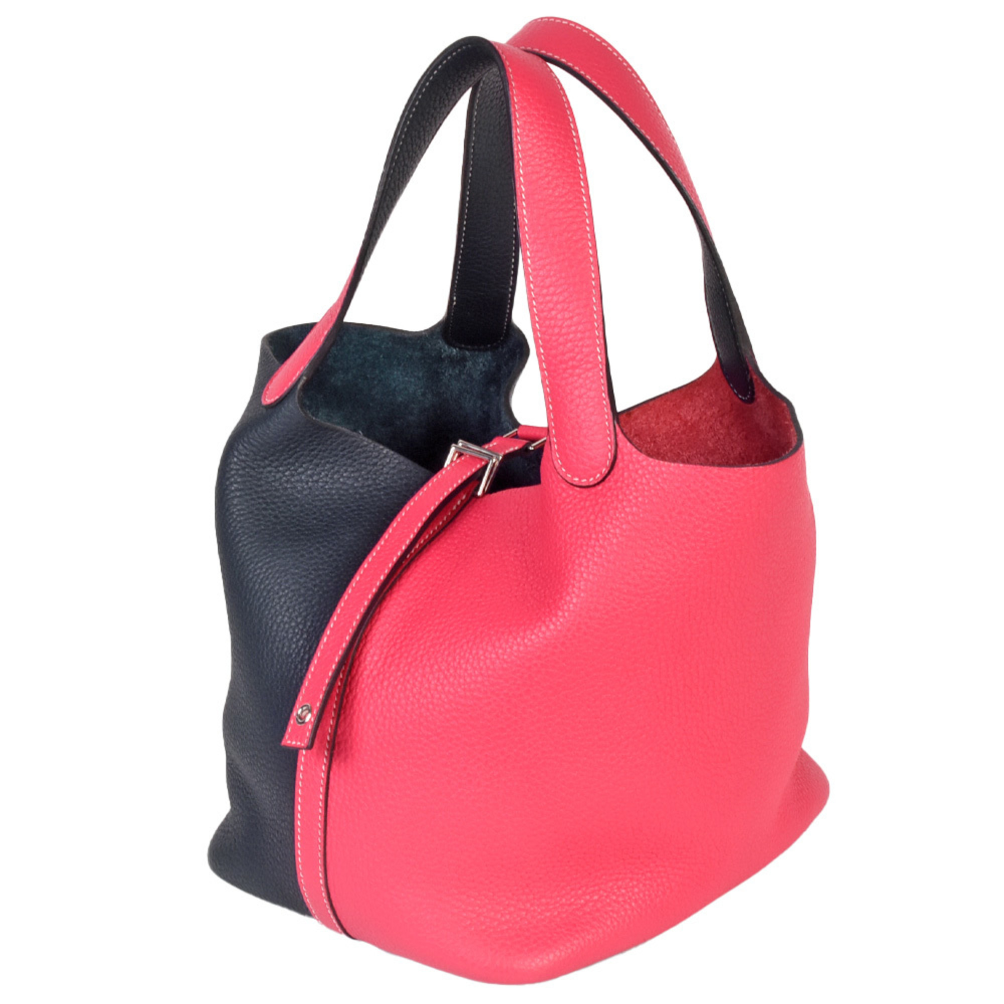 Pre-Owned HERMES Picotan Lock MM Kazak Rose Extreme Blue Nuit Taurillon Clemence D stamp (2019) Pink x Navy (Good)