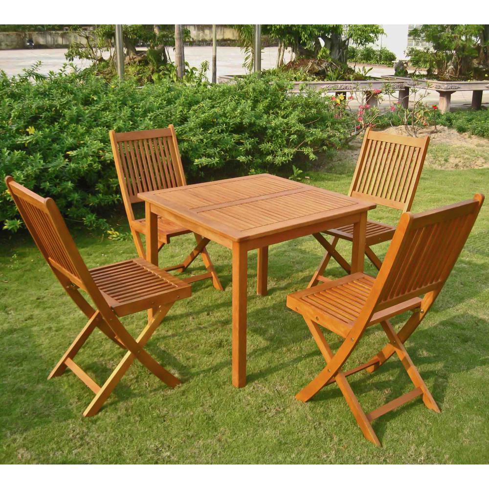 International Caravan Royal Tahiti Benevente Dining Group-Color:Stain,Material:Balau Wood,Number of Items:5 Piece