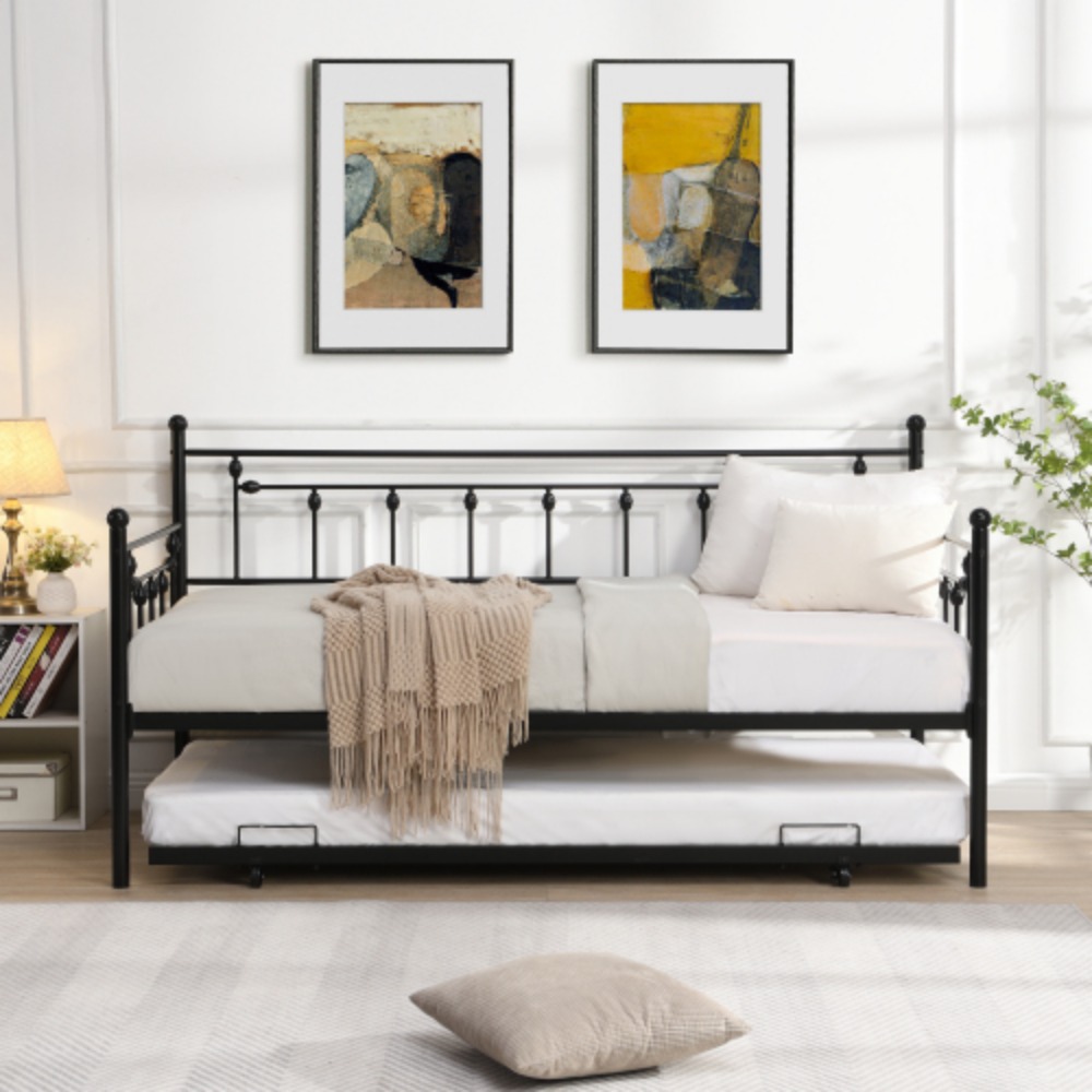 Daybed with trundle BLACK Black + Metal