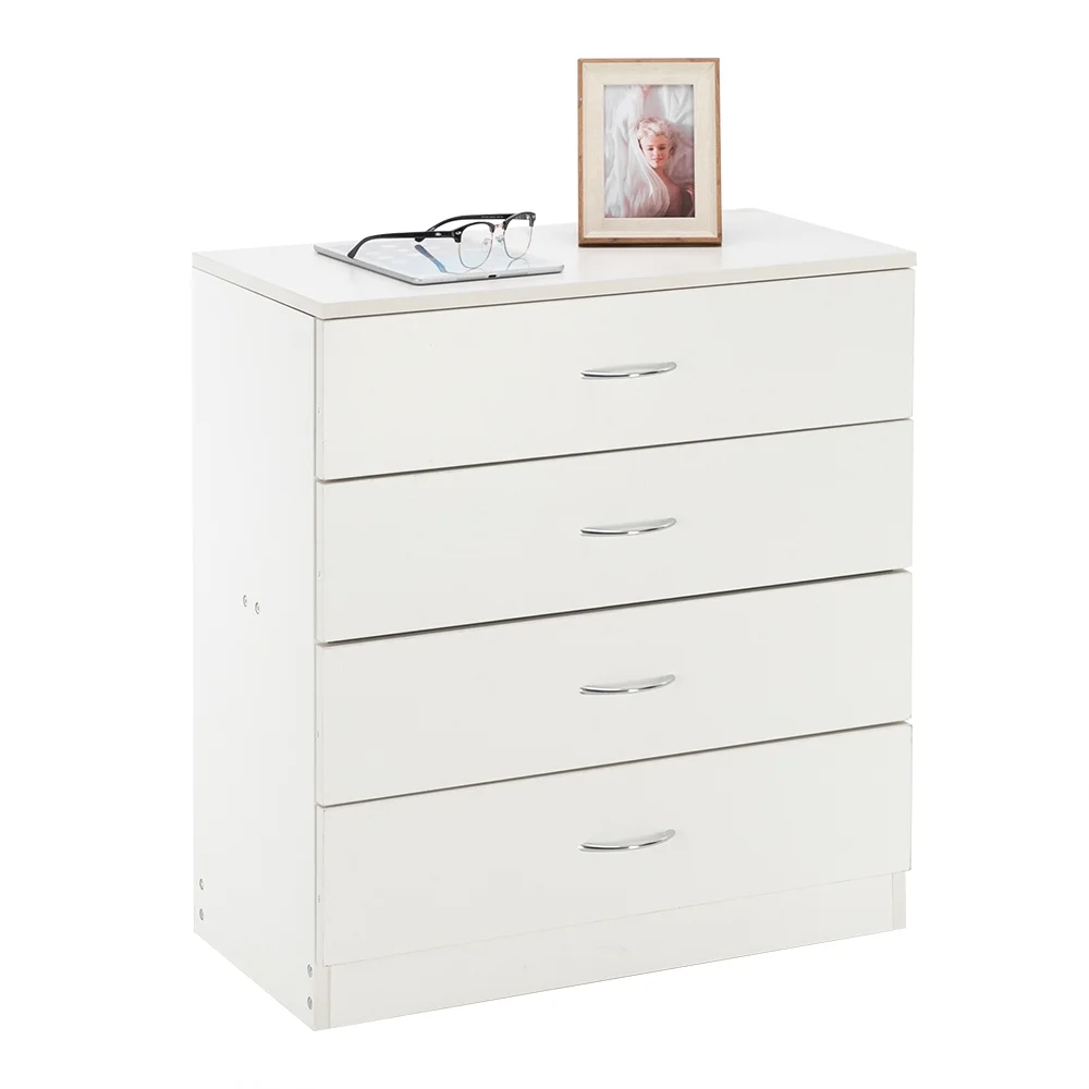 [FCH] Modern Home Furnishings Collection: White MDF Wood 4-Drawer Dresser with Sleek and Simple Design