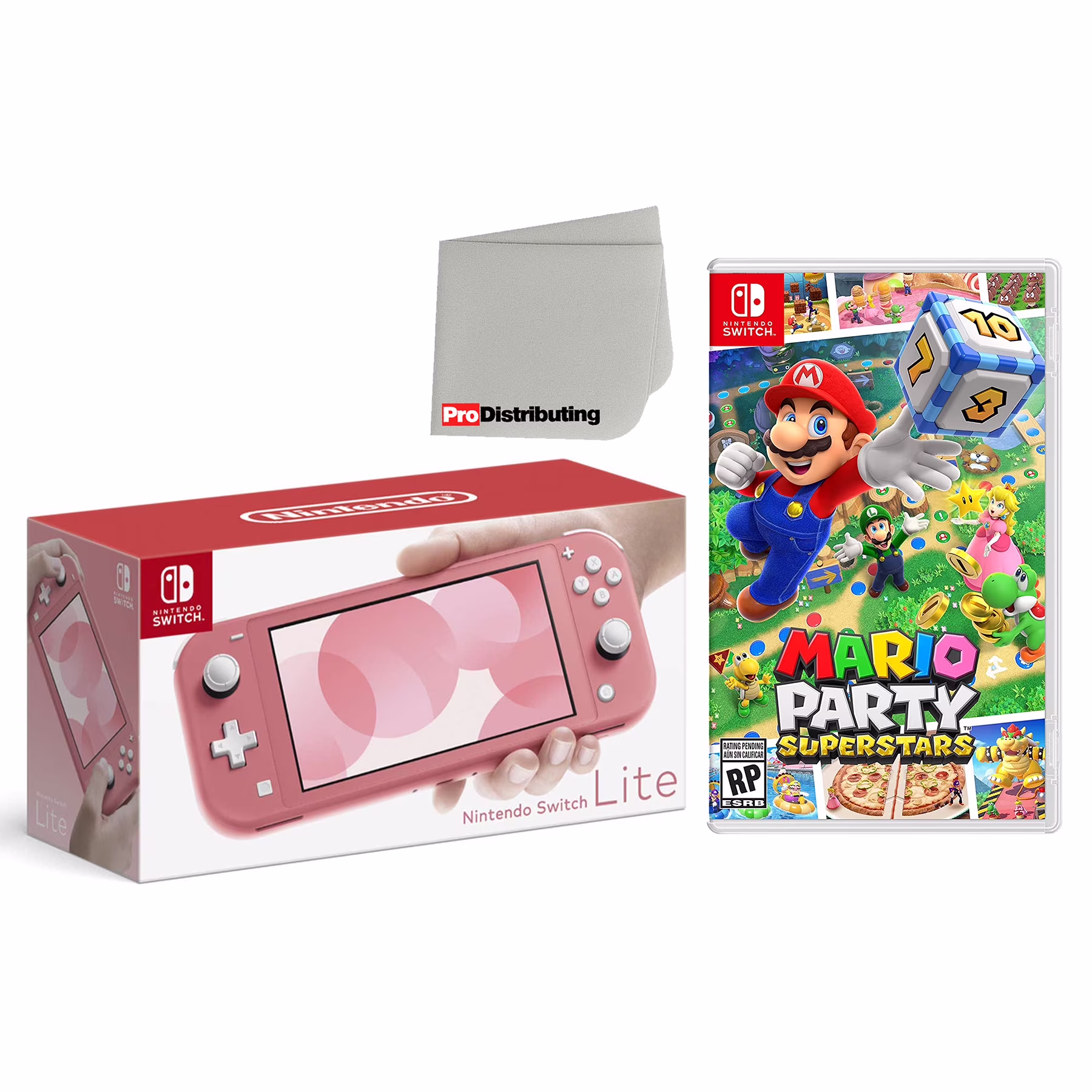 Nintendo Switch Lite 32GB Handheld Video Game Console in Coral with Mario Party Superstars Game Bundle - Import with US Plug
