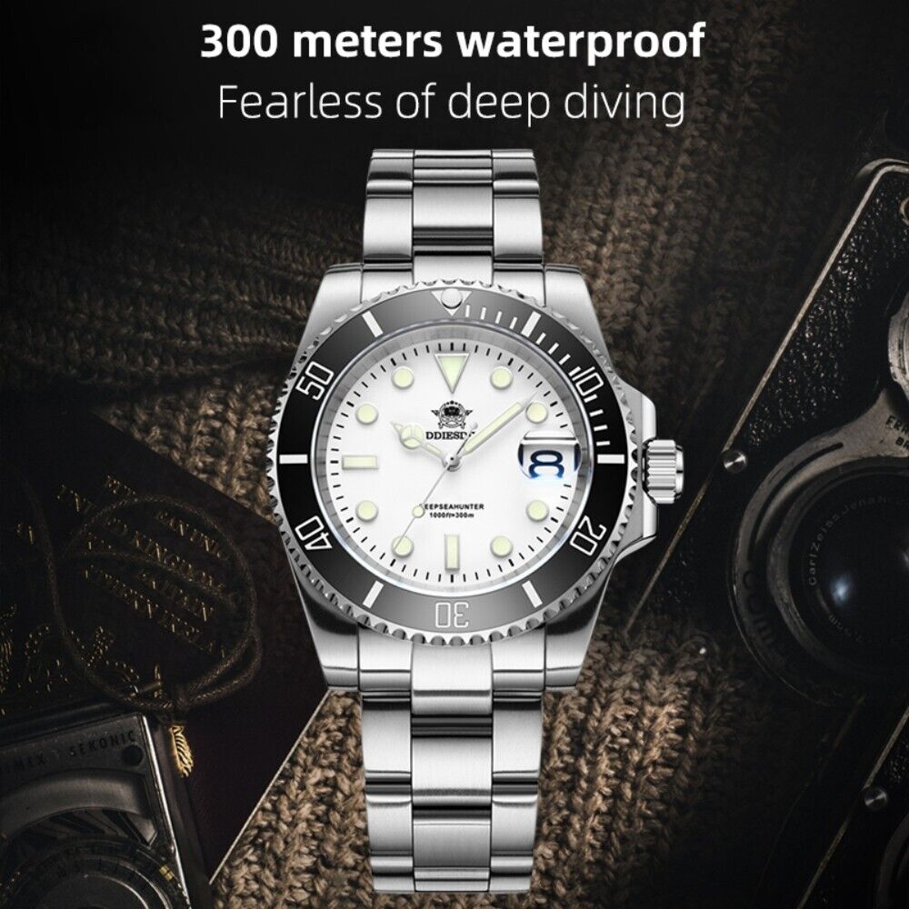 Men's Quartz Watch Ceramic Rotating Bezel Japan Miyota Movement 300M Waterproof