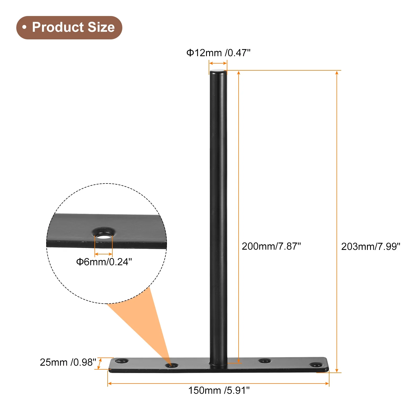 Uxcell 6Pack 8 Inch Wall Mounted Blind Floating Shelf Bracket Hidden Shelf Support Black