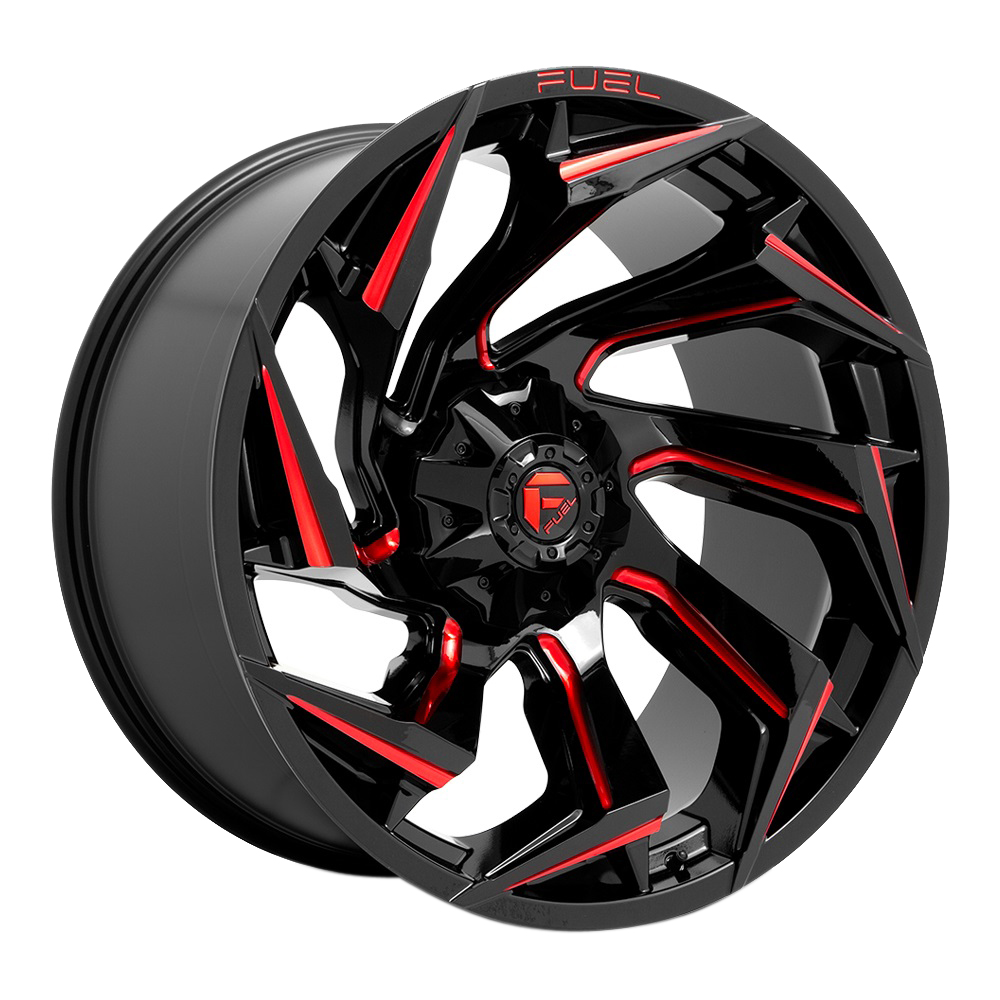Fuel 1Pc D755 Reaction 18X9 5X139.7/5X150 -12Et 106.1Cb Gloss Black Milled With Red Tint Wheel