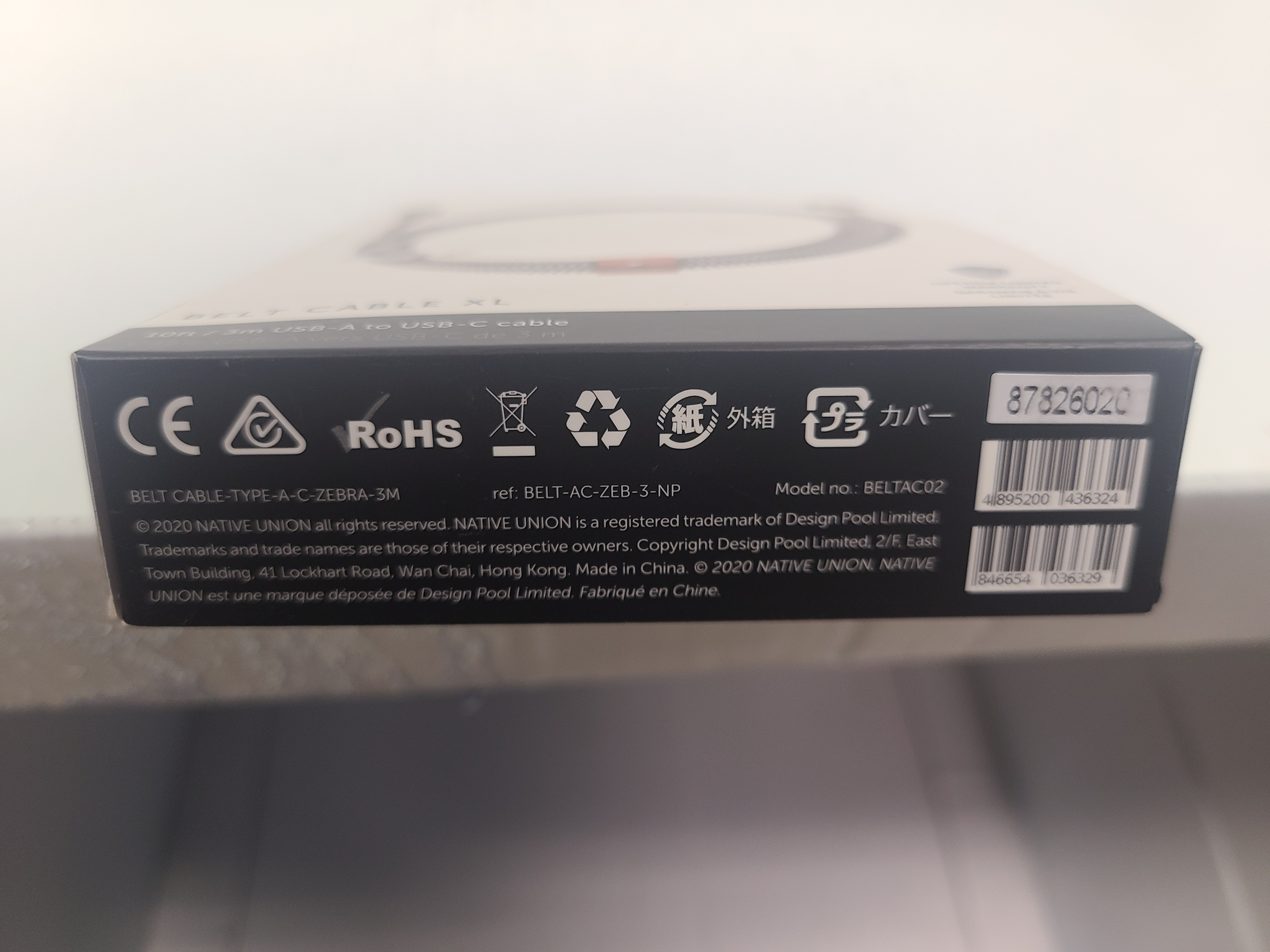 Native Union  10-Ft USB to USB-C Charge and Sync Braided Belt Cable - Gray