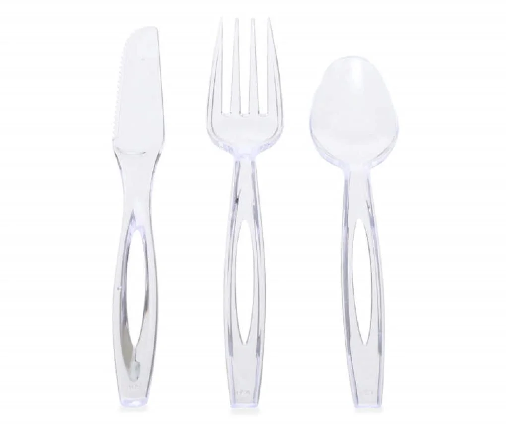 Glad Heavy Duty Assorted Cutlery, Clear Disposable / Dishwasher-Safe Forks, Knives, and Spoons, 120 Piece Set