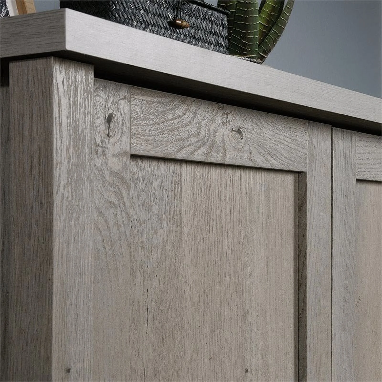 Pemberly Row 1-Drawer and 1-Shelf Engineered Wood Armoire in Oak