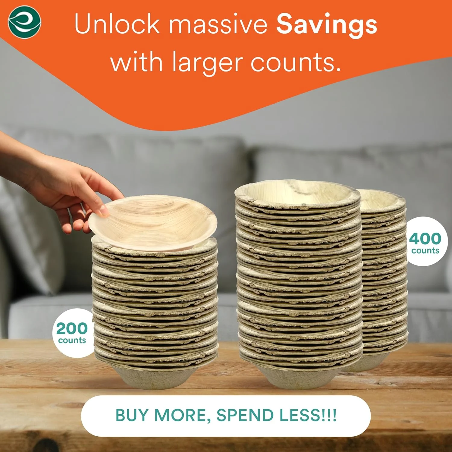 ECO SOUL 100% Compostable 5 Inch Palm Leaf Bowls, 100 Counts | Heavy Duty Bamboo Disposable Bowls | Eco-Friendly Biodegradable Bowls