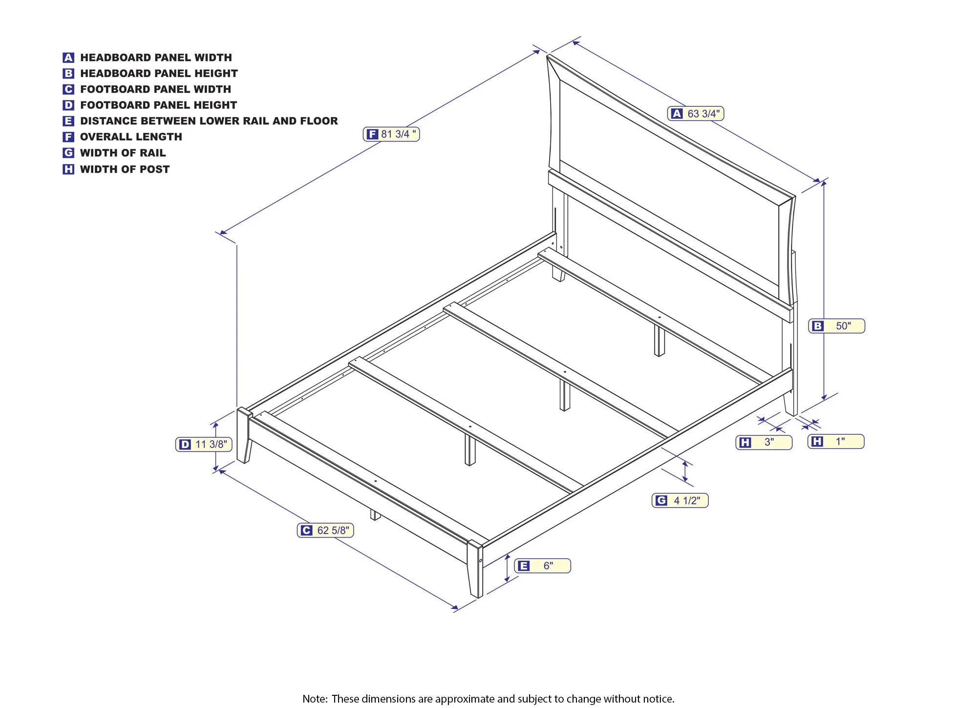 AFI Metro Queen Wood Traditional Bed Frame with Panel Headboard, Walnut