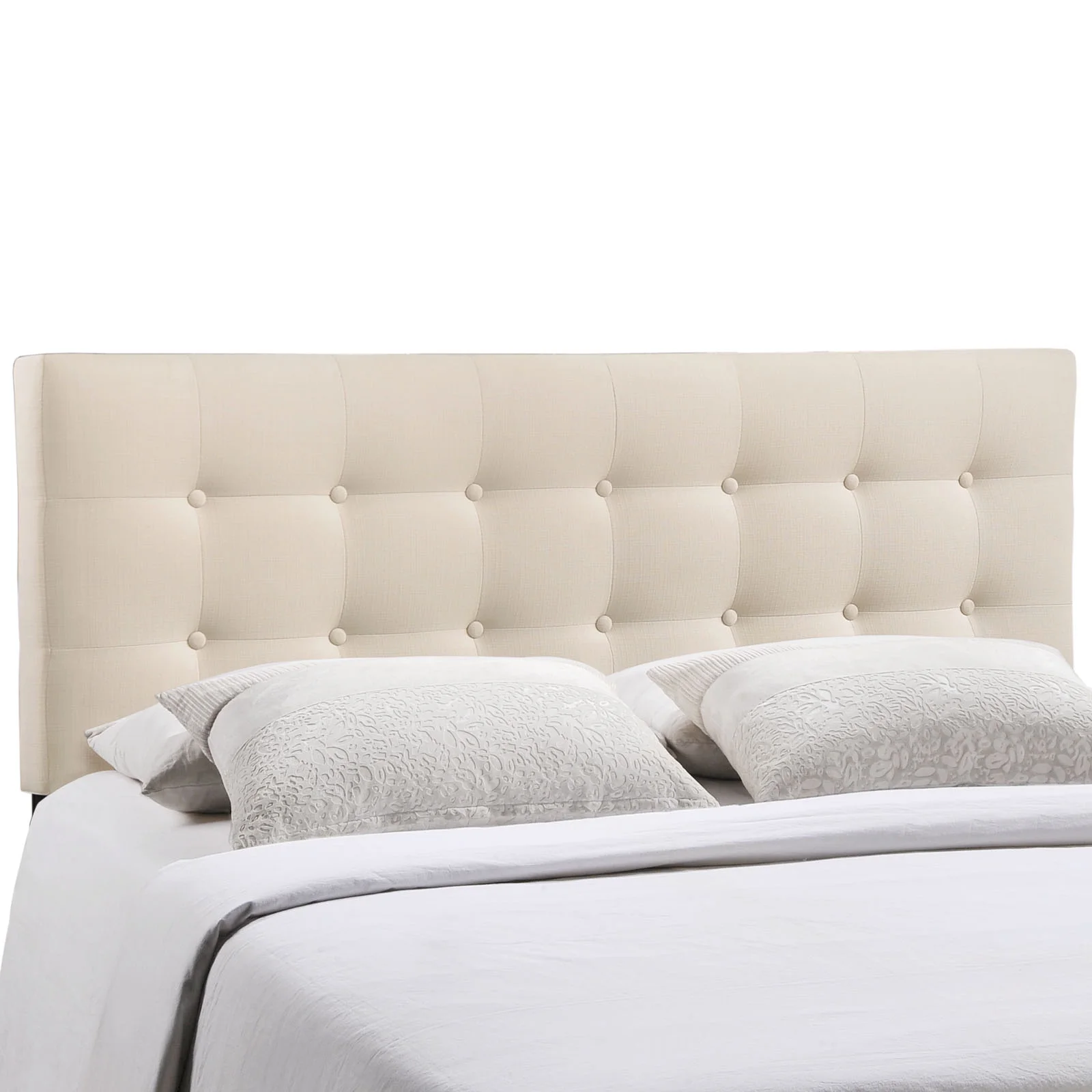 Modern Contemporary Full Size Fabric Headboard, Ivory Fabric