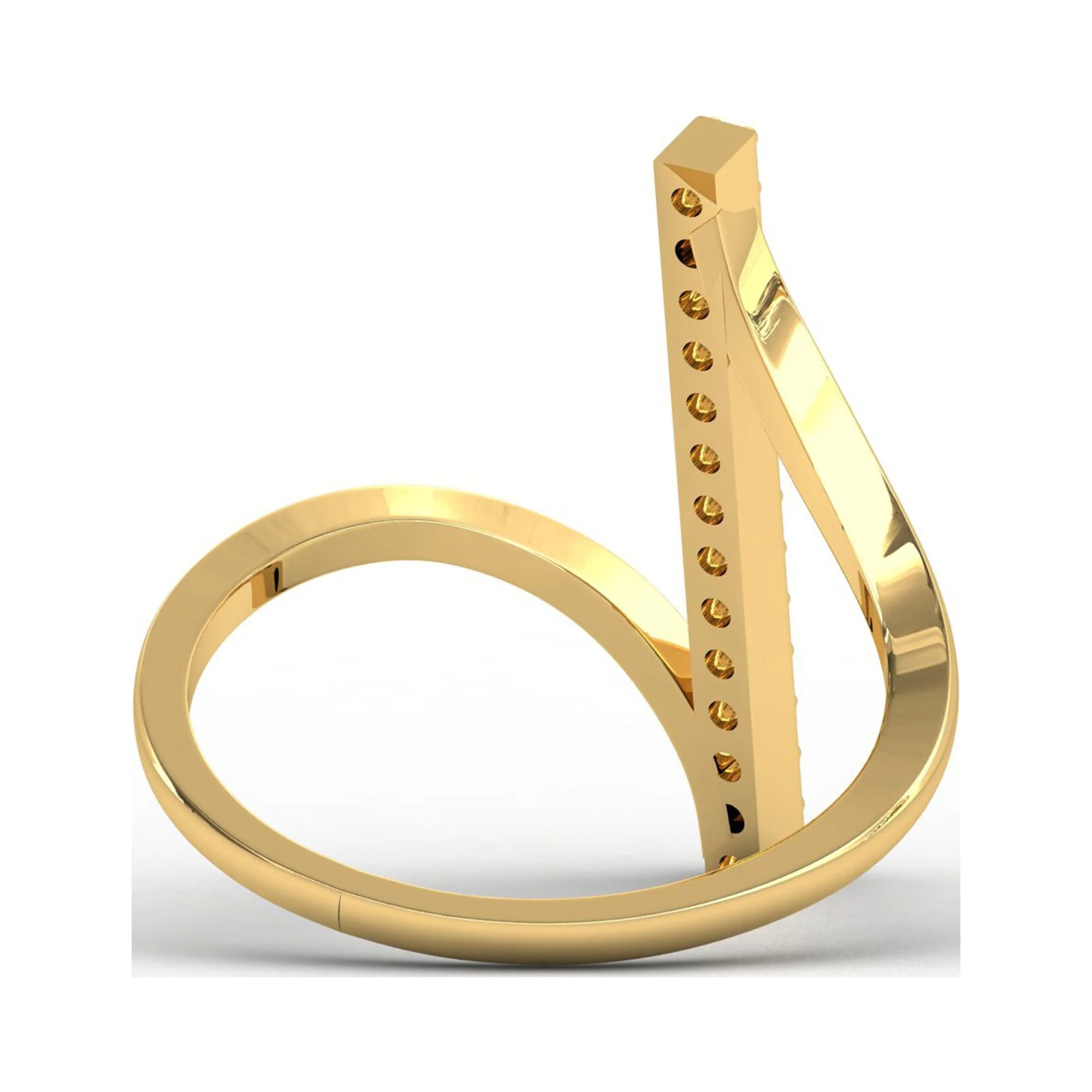 Diamond Sold Gold Bar Ring, Elegant Rose Gold Ring, Real Diamond Fashion Ring, Handmade Yellow Gold Ring