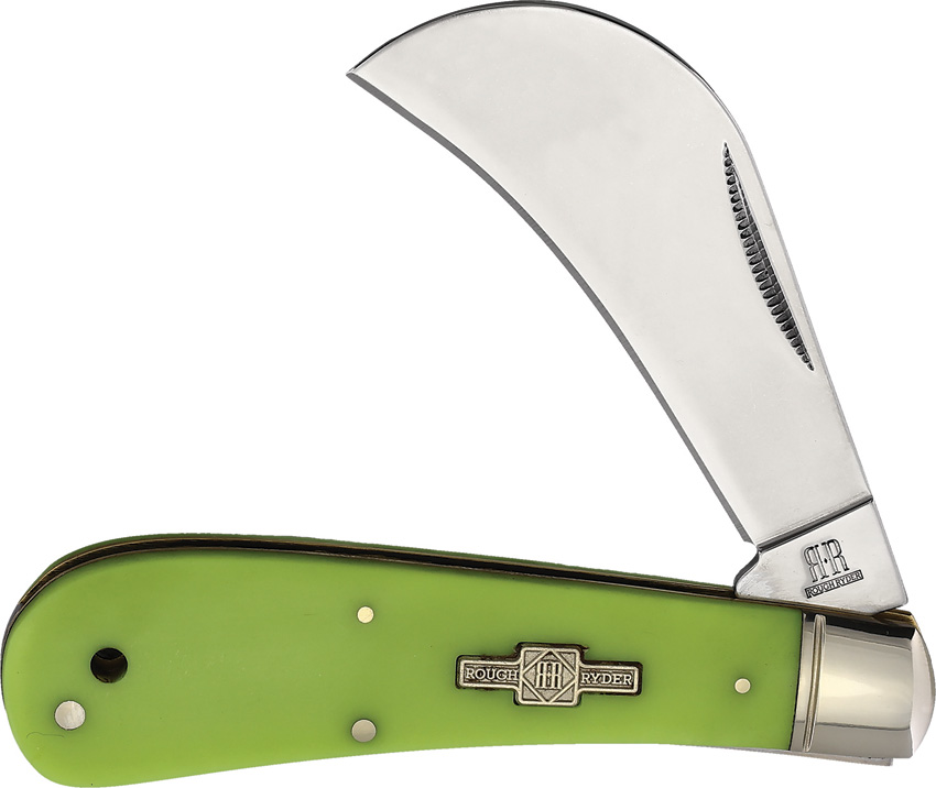 Rough Ryder RR2493 Glo Stainless Hawkbill Blade Green Handle Folding Knife