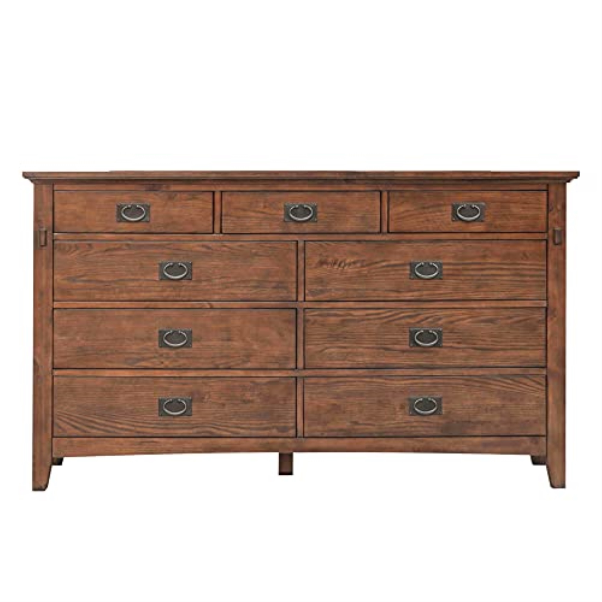 Sunset Trading Mission Bay 9-Drawer Wood Double Bedroom Dresser in Amish Brown