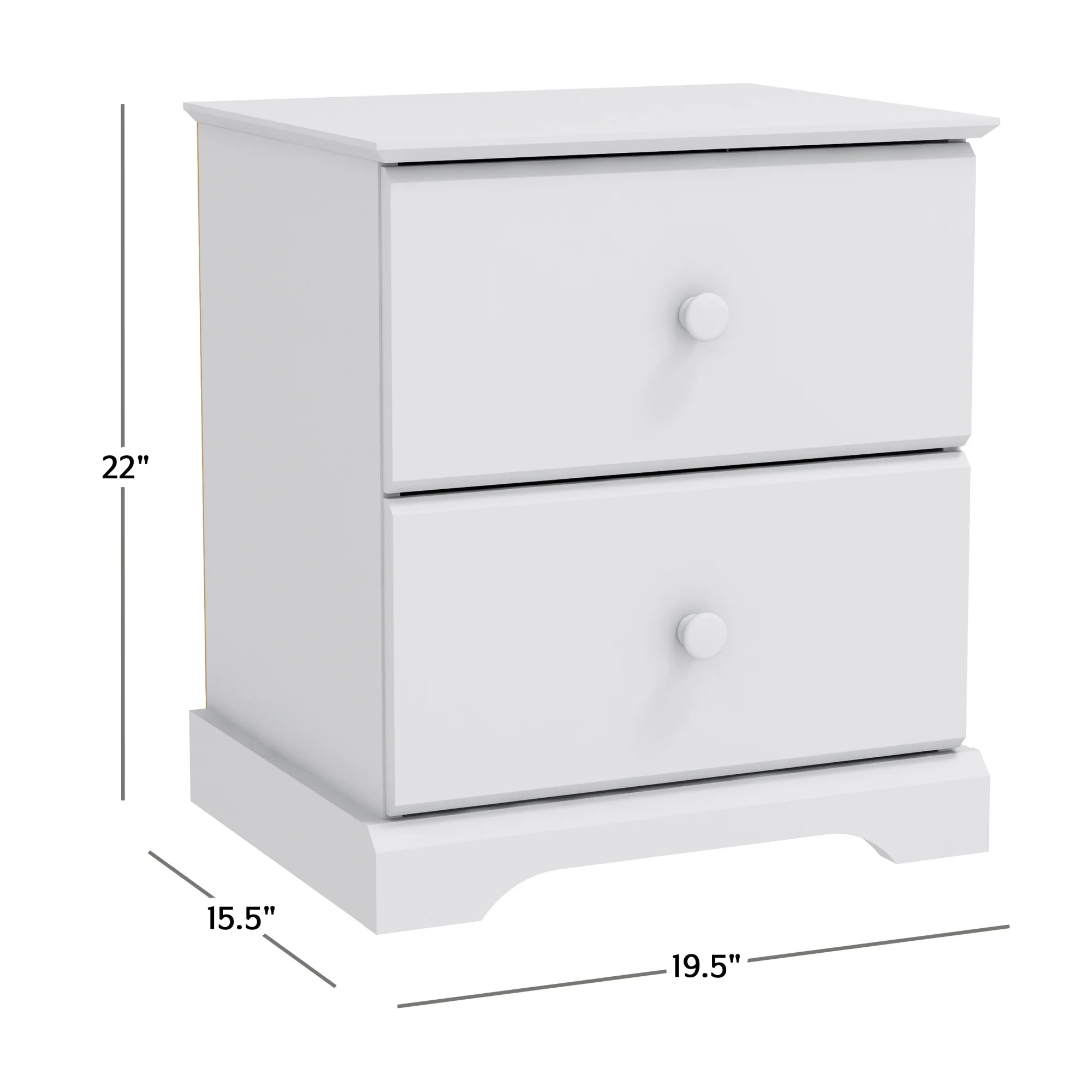 Hillsdale Campbell Wood 2-Drawer Kids Nightstand, White